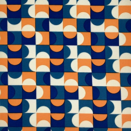 Pattern Play Teal/Orange/White DTY fabric