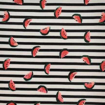 Striped Watermelon Red/Green/White DTY Fabric