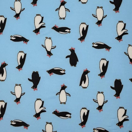 Pretty Penguins Black/Blue/White DTY Fabric