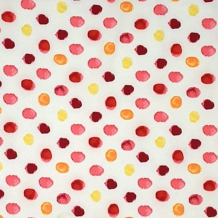 Abstract Polka Dots Pink/Orange/White DTY Fabric