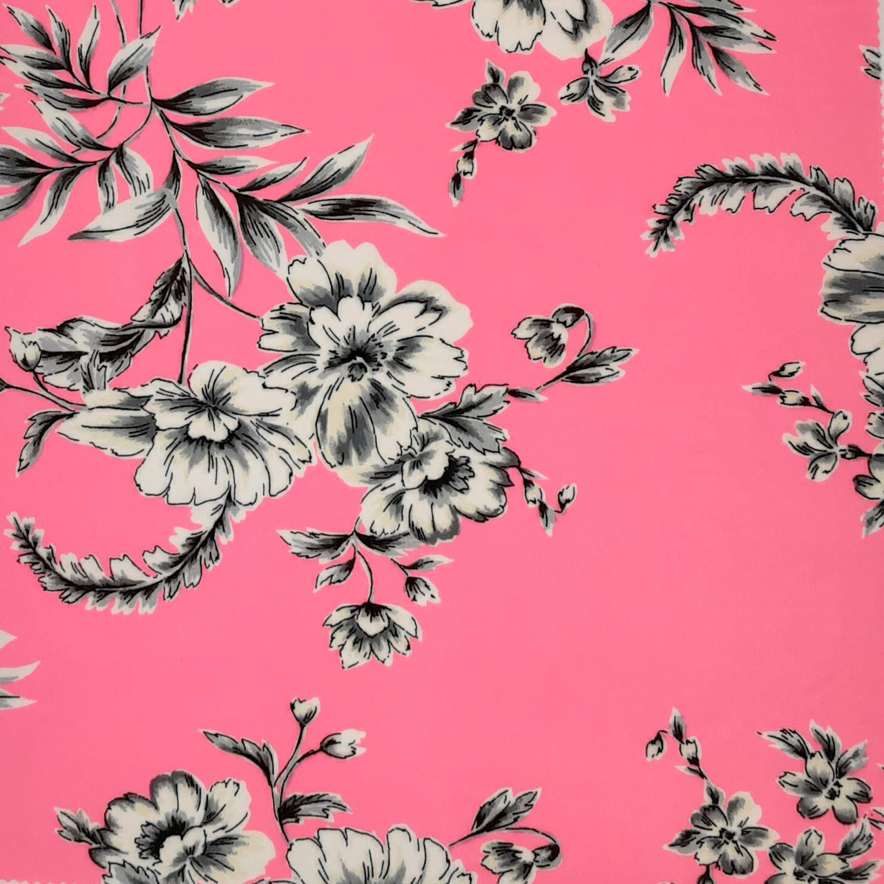 NEON/PINK/GREY KNT4116-90116 FLORAL PRINT DTY Fabric
