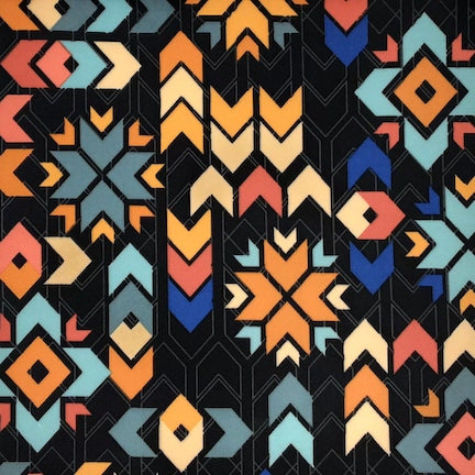 Aztec Impact A1 Black/Blue/Orange DTY Fabric