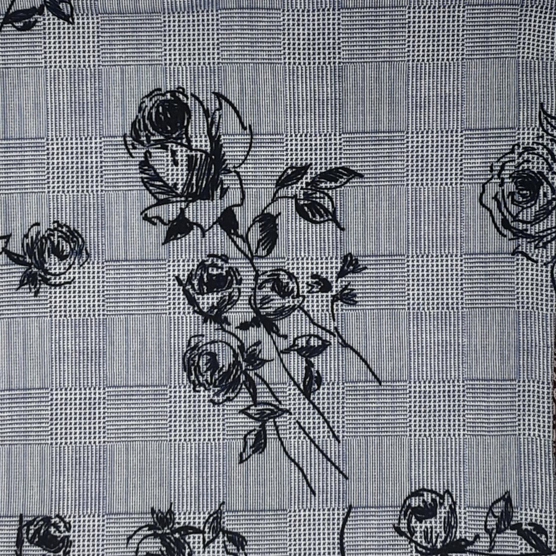 NAVY DTY HOUNDSTOOTH PLAID DTY PRINT FABRIC