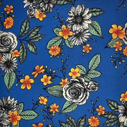 Royal Garden Blue/Orange/Yellow Liverpool Fabric