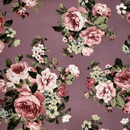 Summer Flowers Mauve/Olive/Rose Liverpool Fabric