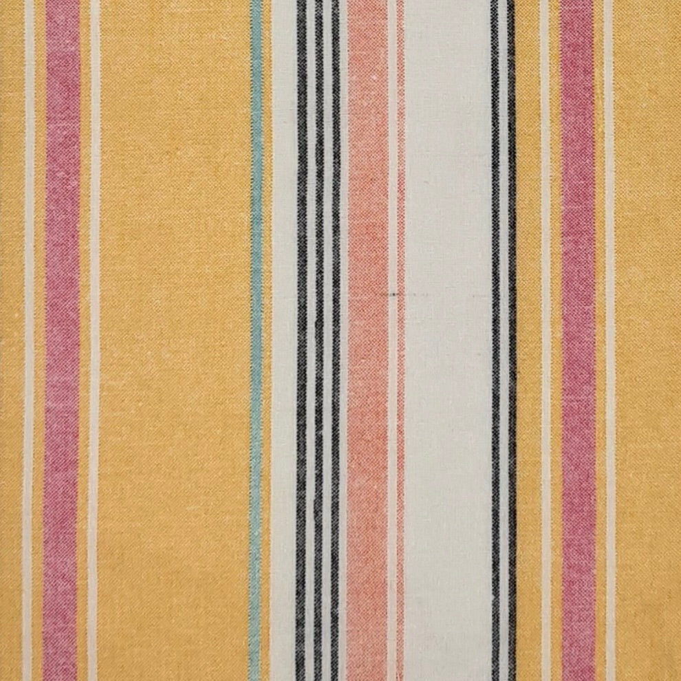Yellow/Orange Rayon Linen Vertical Stripes Print