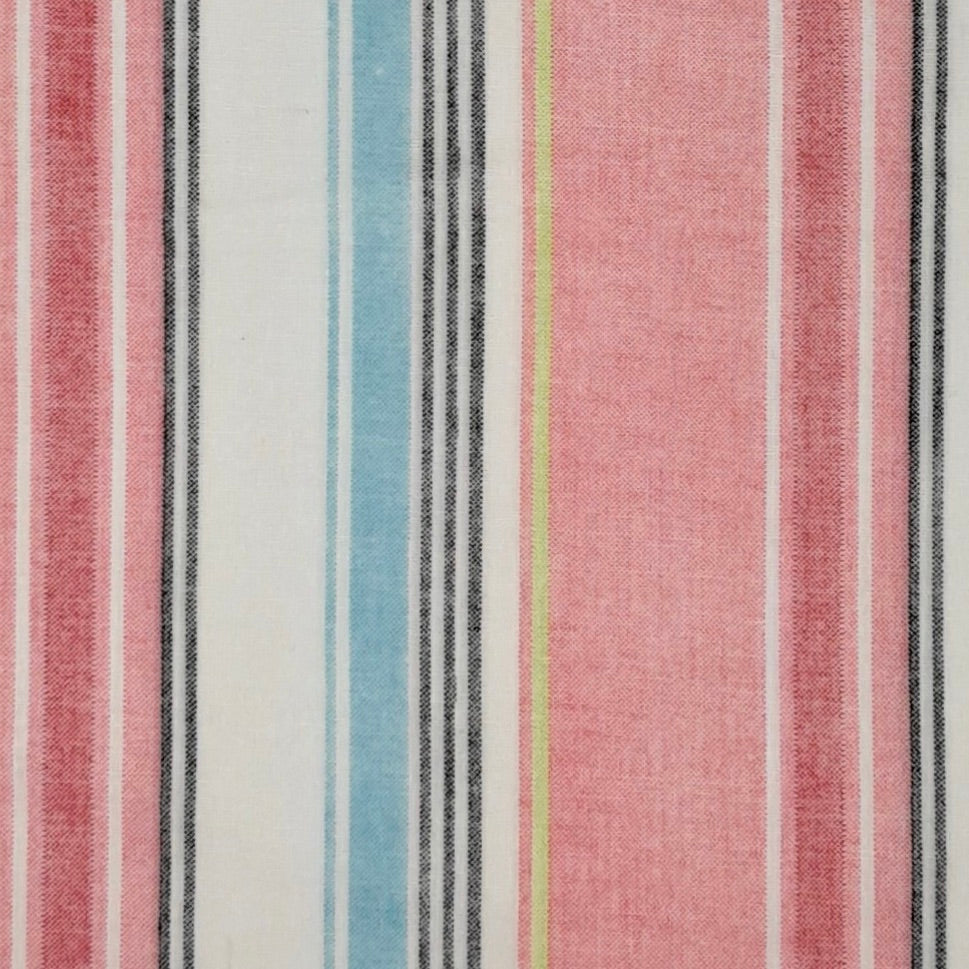 Coral/Mint Rayon Linen Vertical Stripes Print