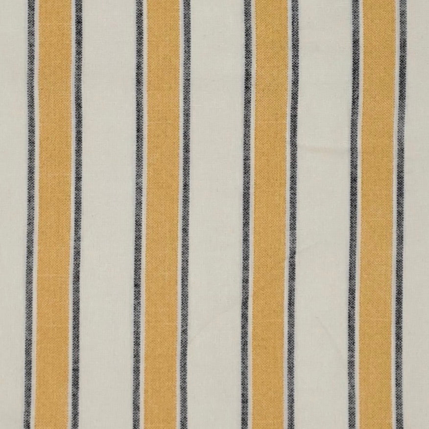Mustard/Navy Rayon Linen Vertical Stripes Print