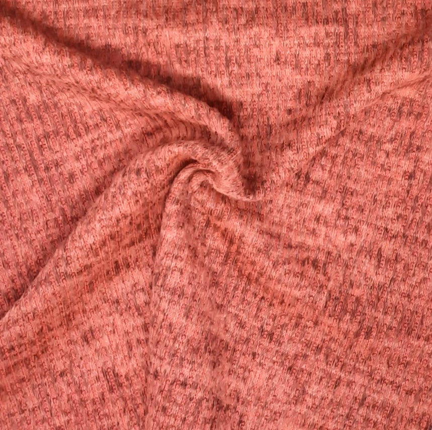 Hot Coral Sweater knit T/R Brushed 4x2 Rib