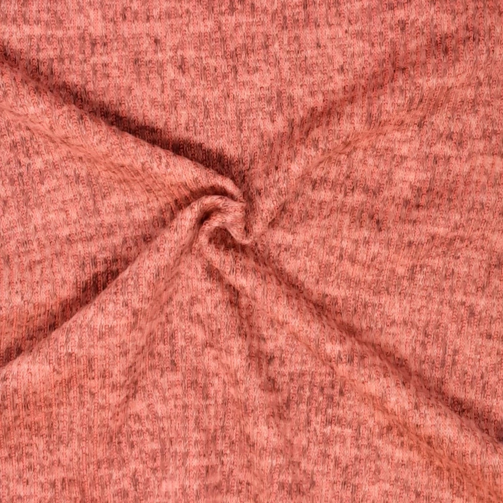 Hot Coral Sweater knit T/R Brushed 4x2 Rib