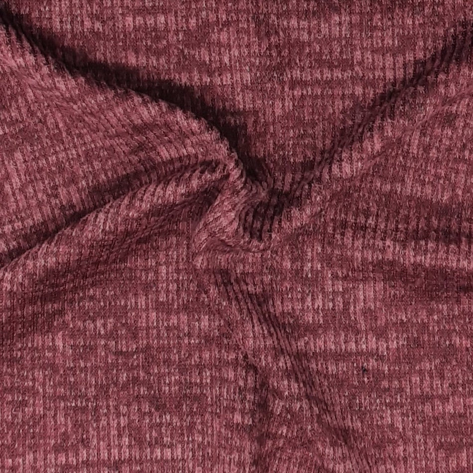 Maroon Sweater knit T/R Brushed 4x2 Rib