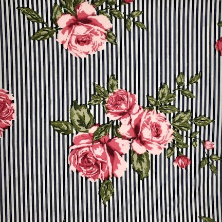 Stripe Floral Pink/Black/White Techno Fabric
