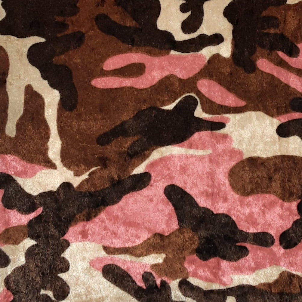 Camouflage Coral Crushed Velvet Print