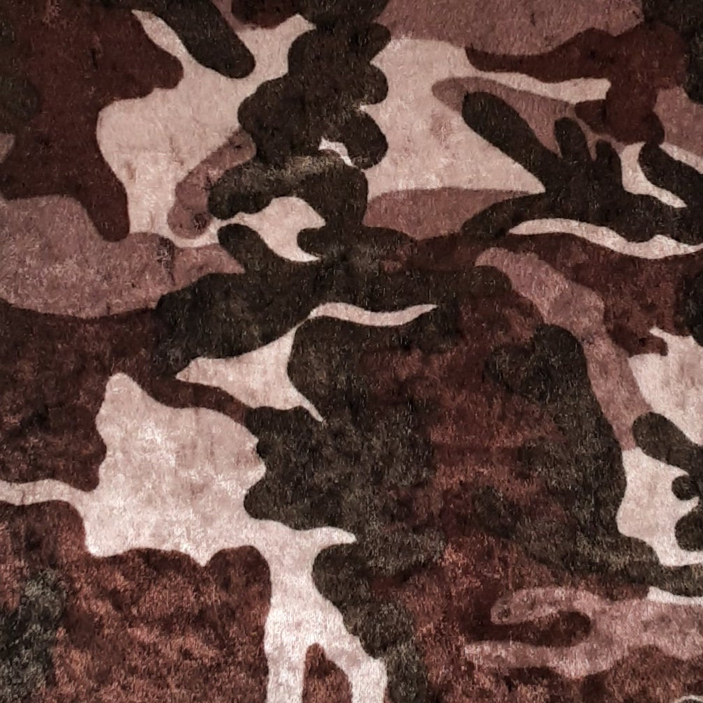 Camouflage Mauve Crushed Velvet Print