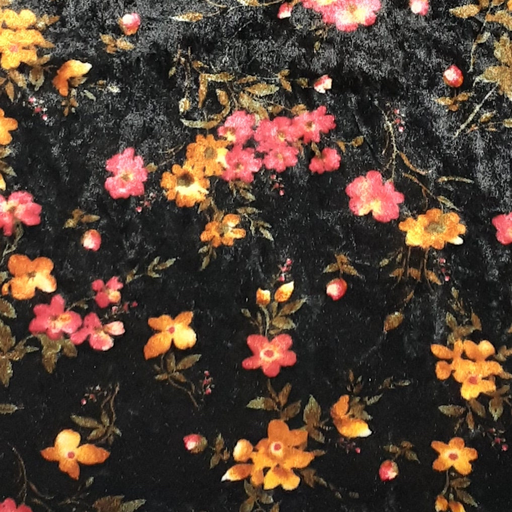 Multi Floral Black Velvet Print