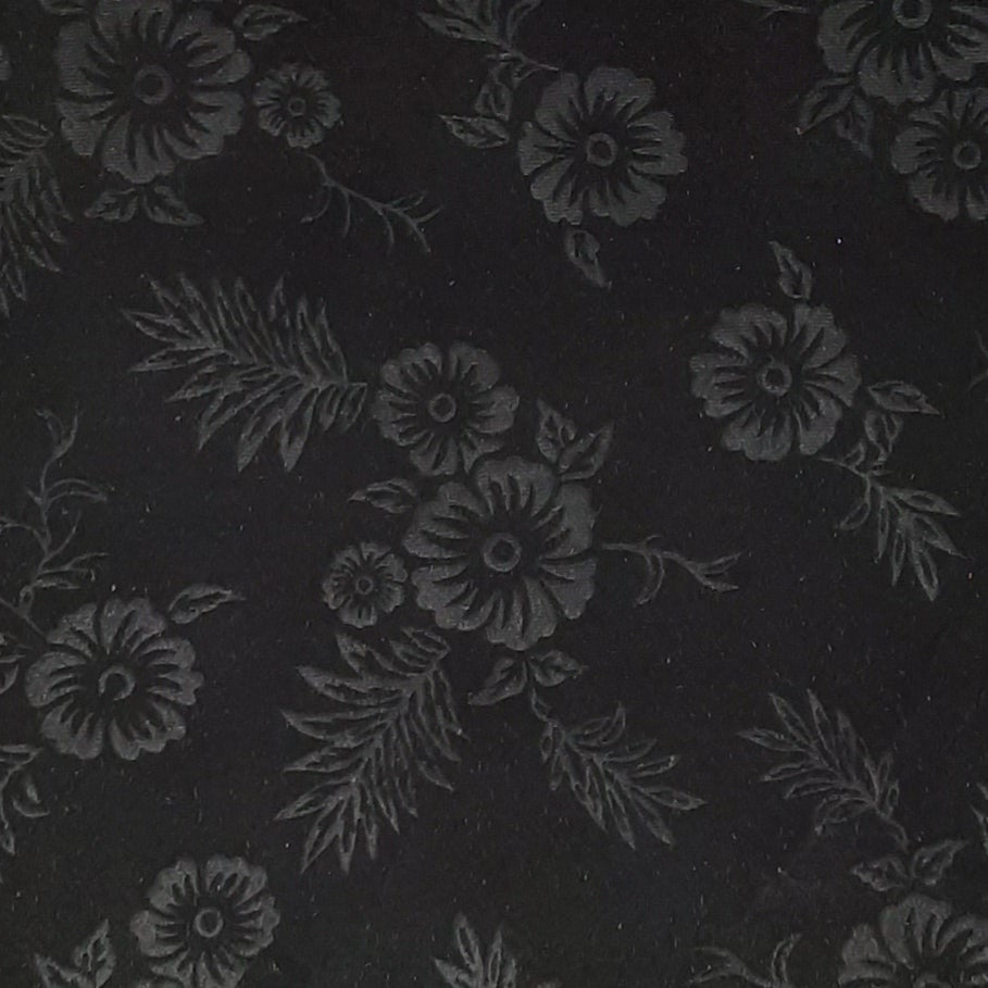 Black Floral Embossed Velvet Print