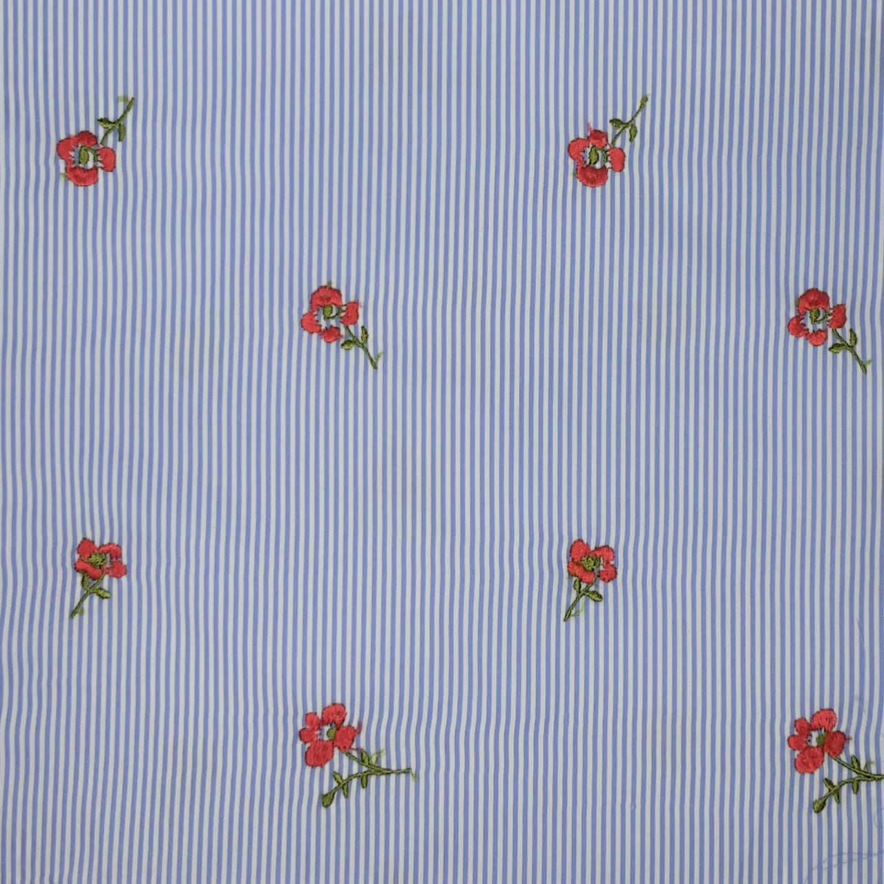 LIGHT BLUE SIMPLE PLAID POLYESTER EMBROIDERY