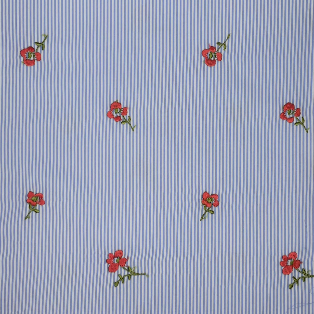 LIGHT BLUE SIMPLE PLAID POLYESTER EMBROIDERY