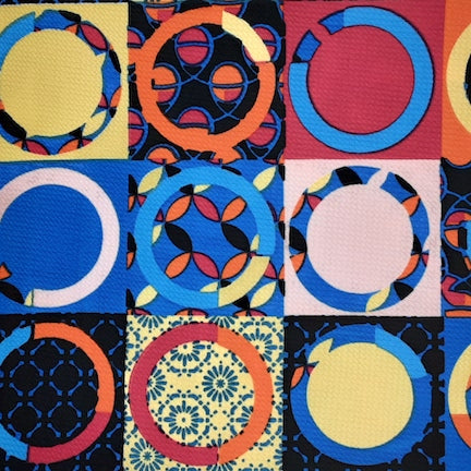 Geo Circles Pink/Blue/Yellow Bubble Bullet Fabric