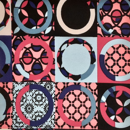 Geo Circles Pink/Blue/Coral Bubble Bullet Fabric