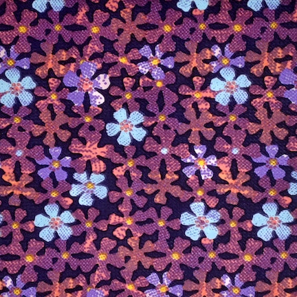 Multi Floral Purple/blue/orange Bubble Bullet Fabric