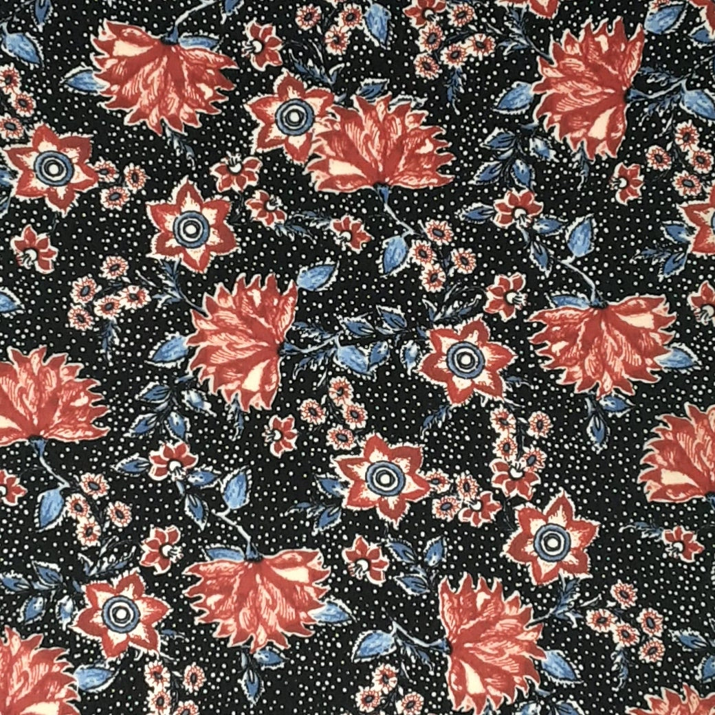 Floral Black/Multi Color DTY Brushed Fabric