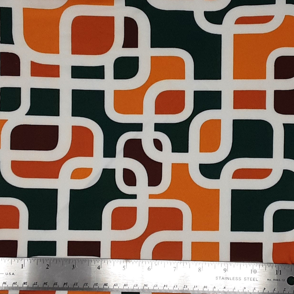 TEAL/RUST KNT2100-Q10620 DTY BRUSHED RETRO/GEOMETRIC