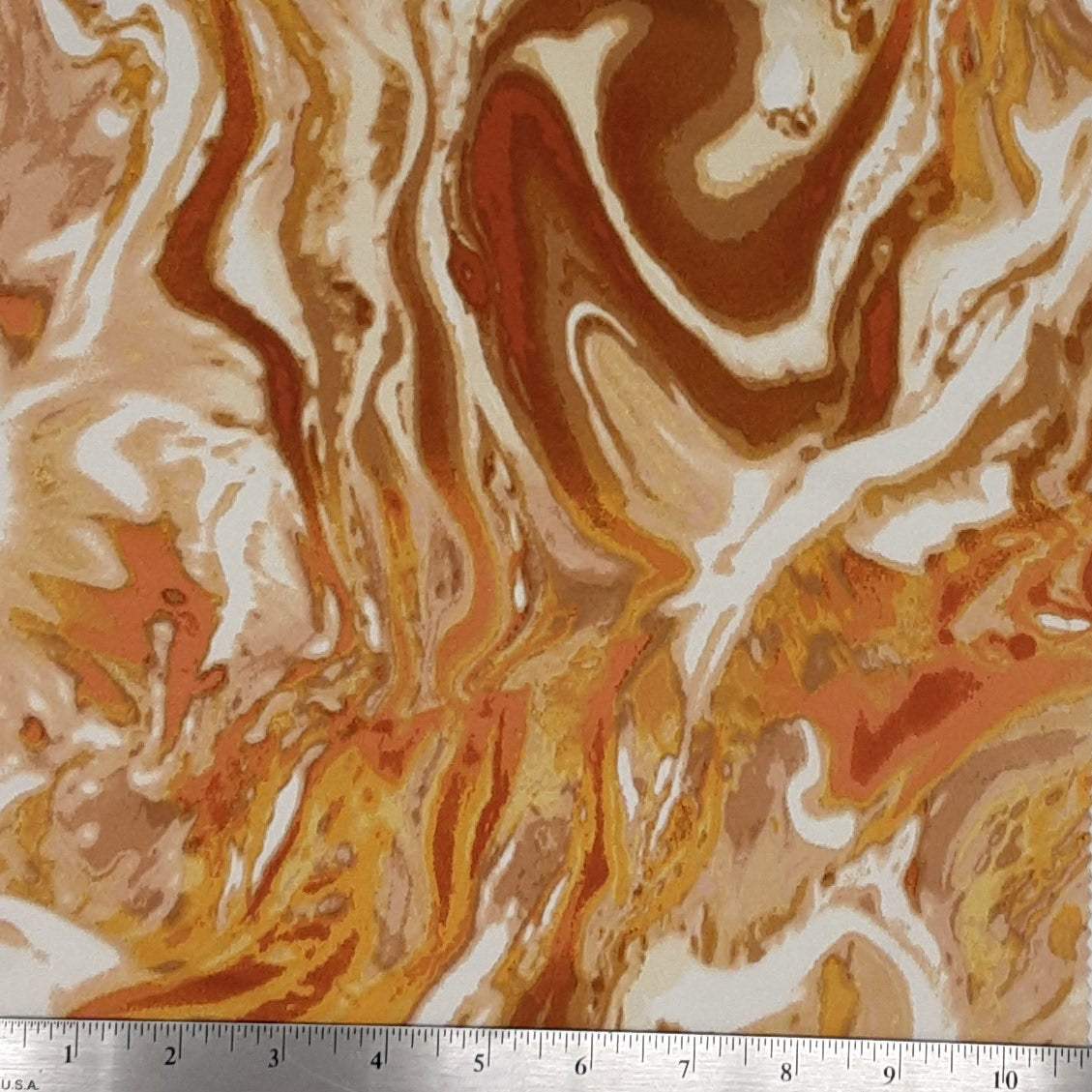 MUSTARD/RUST KNT2100-MS10413 DTY BRUSHED MARBEL PRINT
