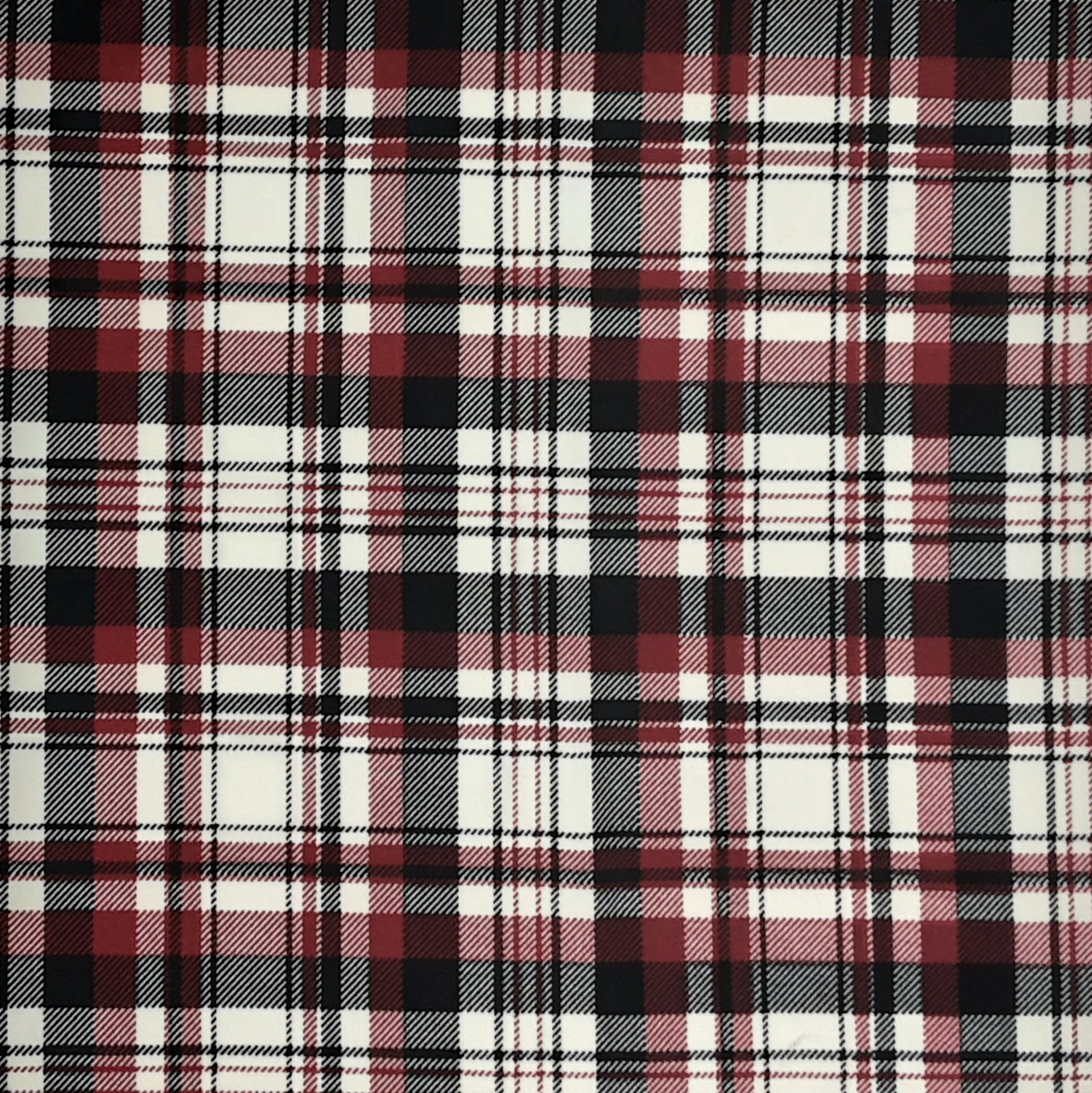 Multi-Color Plaid Black/White/Burgundy DTY Fabric