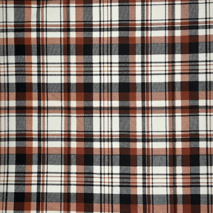 Multi-Color Plaid Black/White/Rust DTY Fabric