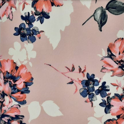 Multi Floral White/Coral/Blush DTY Fabric
