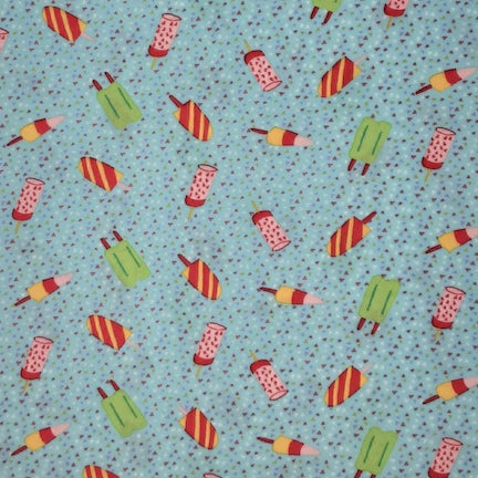 Multi Ice Cream Aqua/Pink/Red DTY Fabric