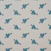 Hearts & Arrows White/Teal/Purple DTY Fabric