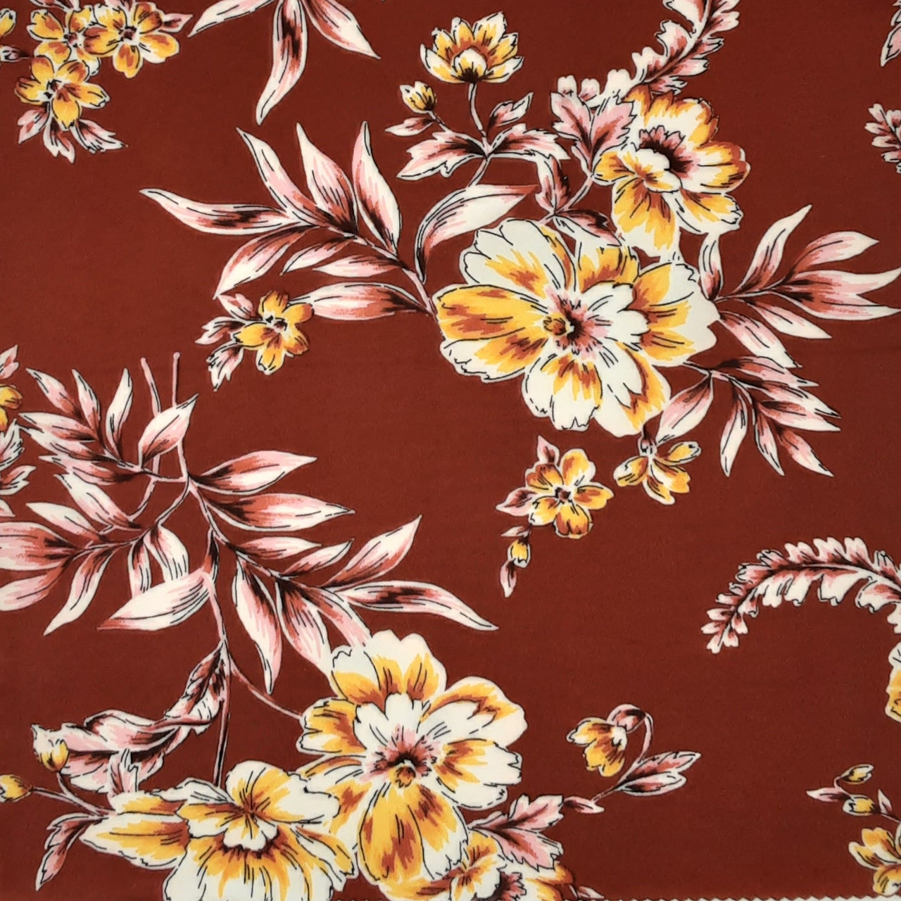 RUST/GOLD KNT4116-90116 FLORAL PRINT DTY Fabric