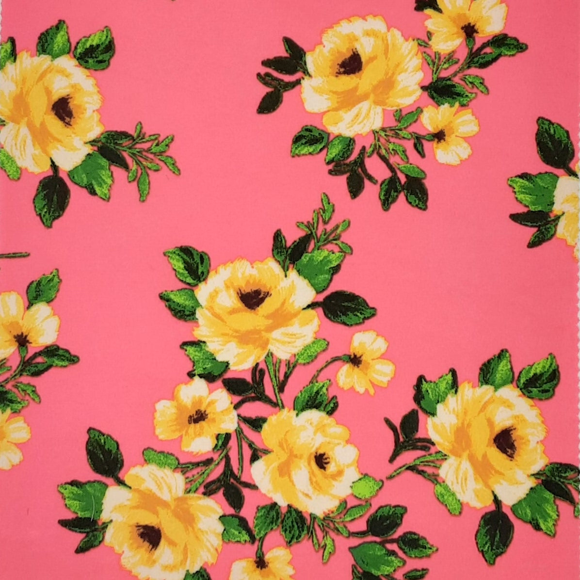 NEON PINK/YELLOW KNT4116-90208 PILA SPAN FLORAL DTY Fabric