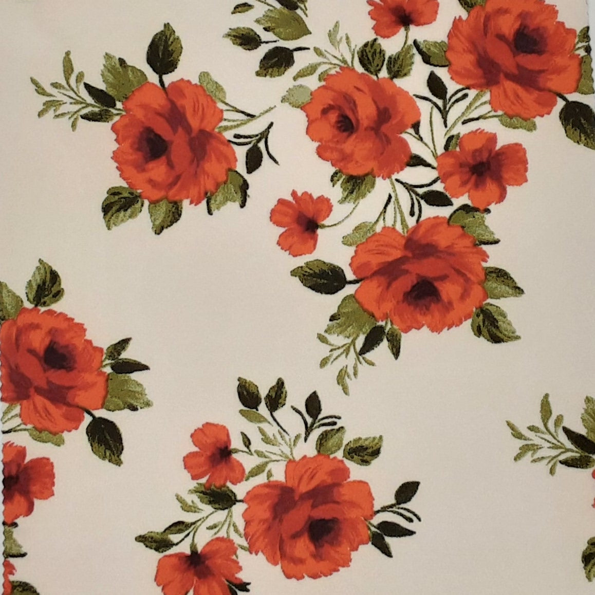 IVORY/ORANGE KNT4116-90208 PILA SPAN FLORAL DTY Fabric