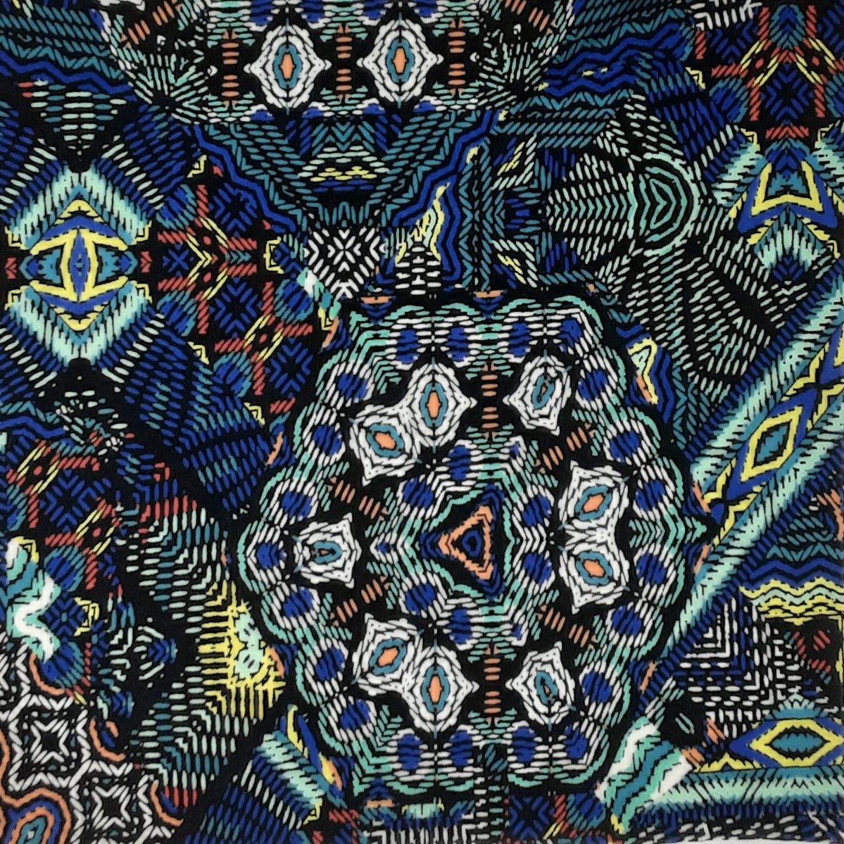 BLUE/TURQ/CORAL- ECCENTRIC YORUBA-DTY PRINT DTY Fabric
