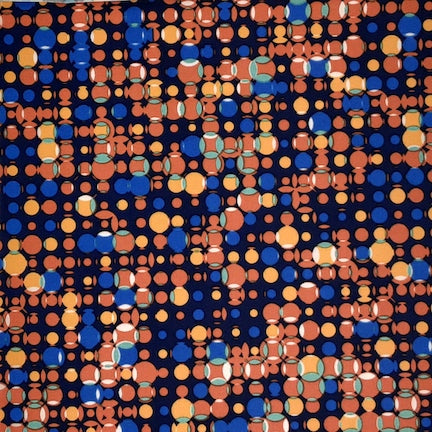 Geo Circles Orange/Navy/Blue DTY Fabric