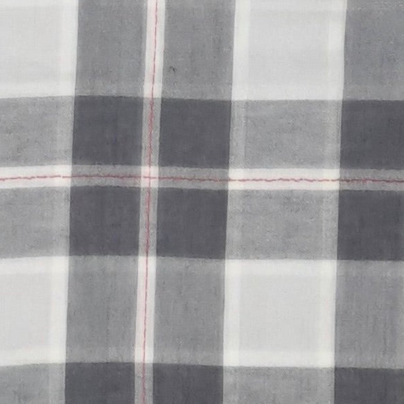 Silver Red Gauze Plaid POP-1936 GAUZE CHECK