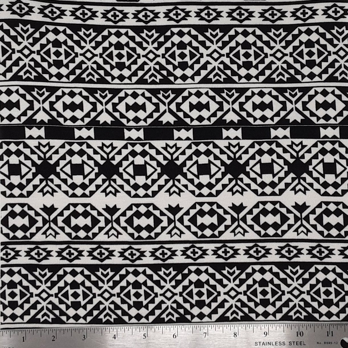 BLACK/WHITE RSHP-40020 RAYON SPANDEX PRINT AZTEC JERSEY