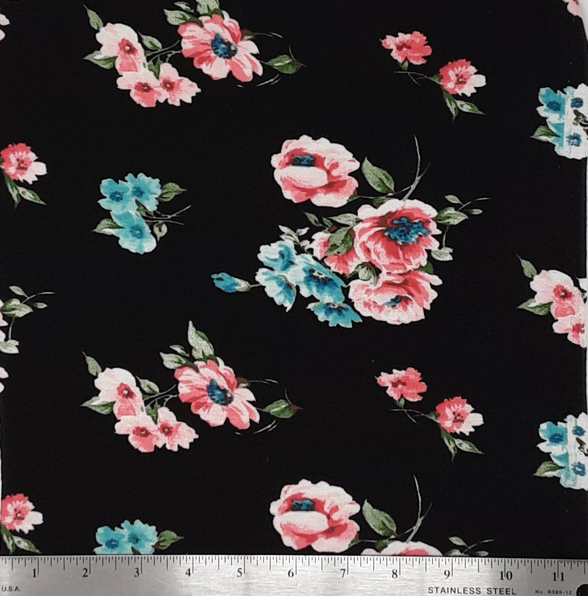 BLACK/MINT RAYON SPAN JERSEY FLORAL JERSEY