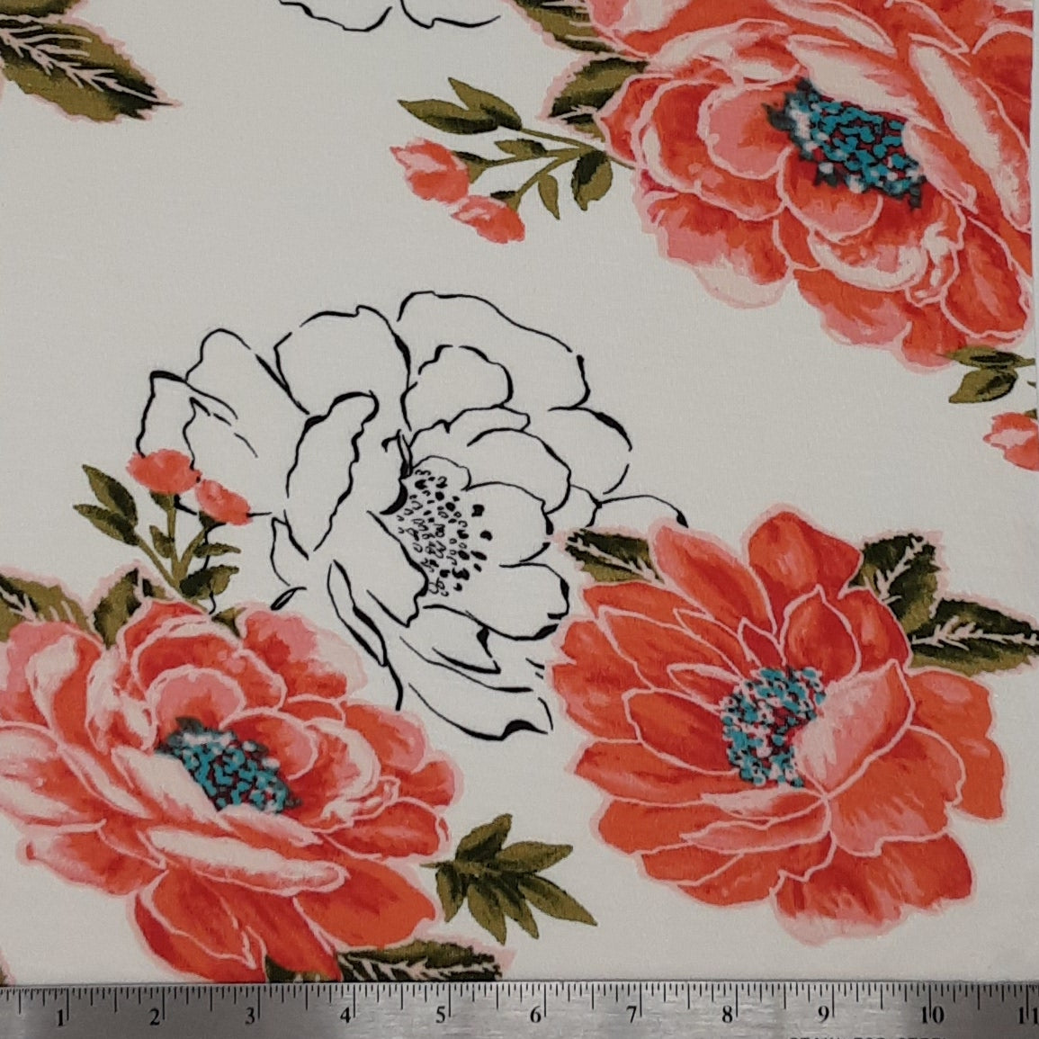 WHITE/ORANGE 307-GW171111 FLOWER RAYON SPANDEX JERSEY