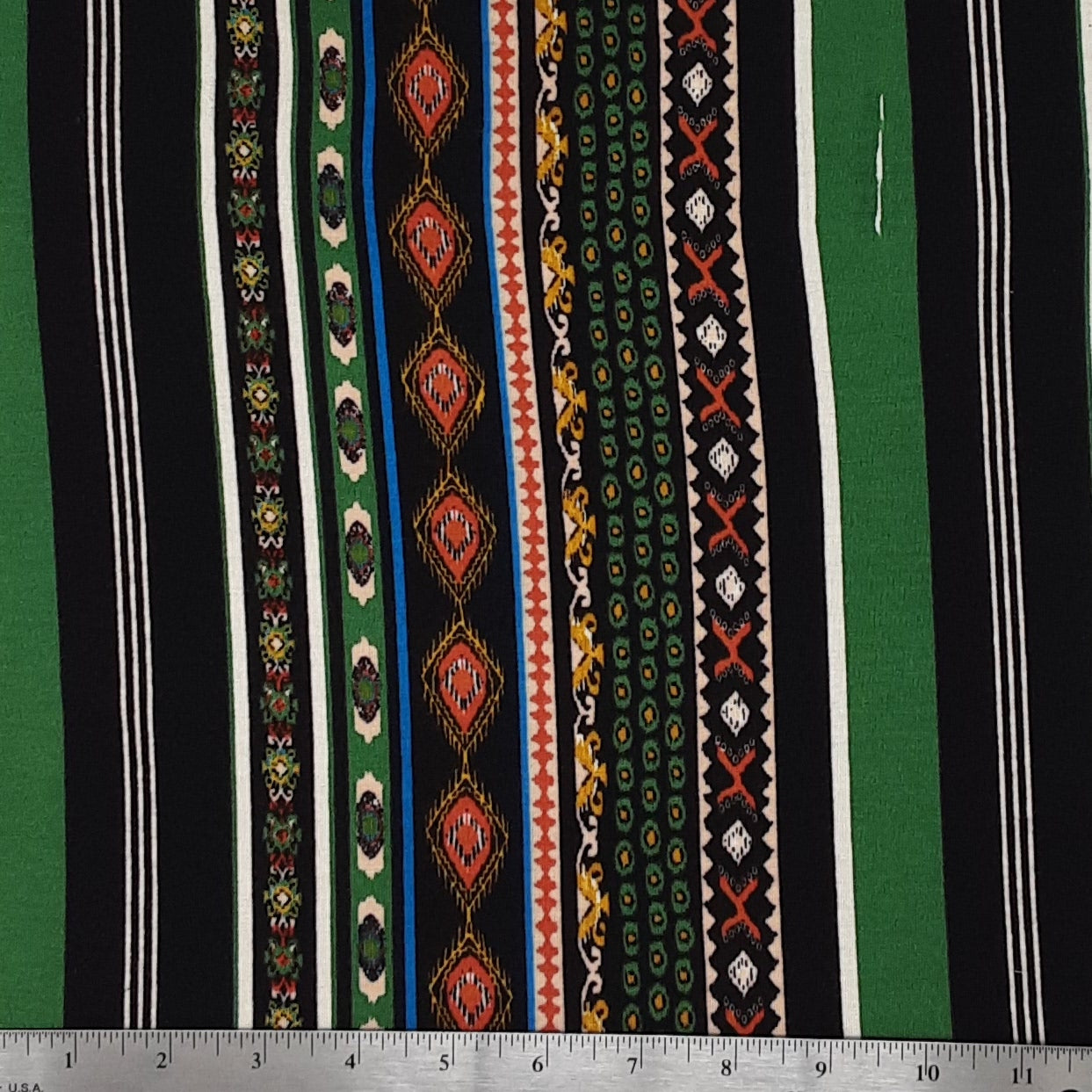 GREEN/BLACK 307-GW180447C RAYON SPANDEX PRINT JERSEY