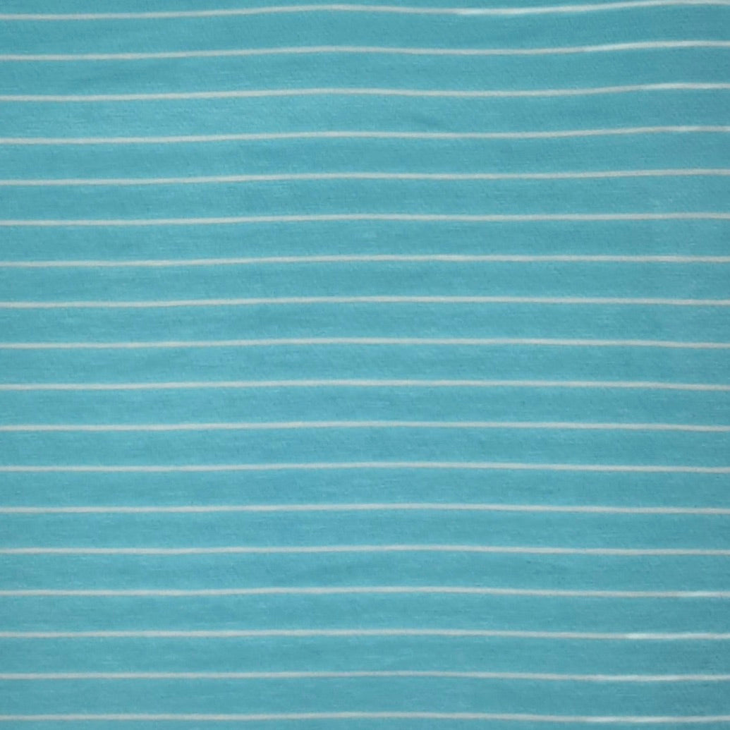 Aqua/Ivory Stripes Jersey Rayon Spandex