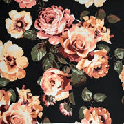 Multi Floral Bright Roses Wine/Nude/Black Liverpool Fabric