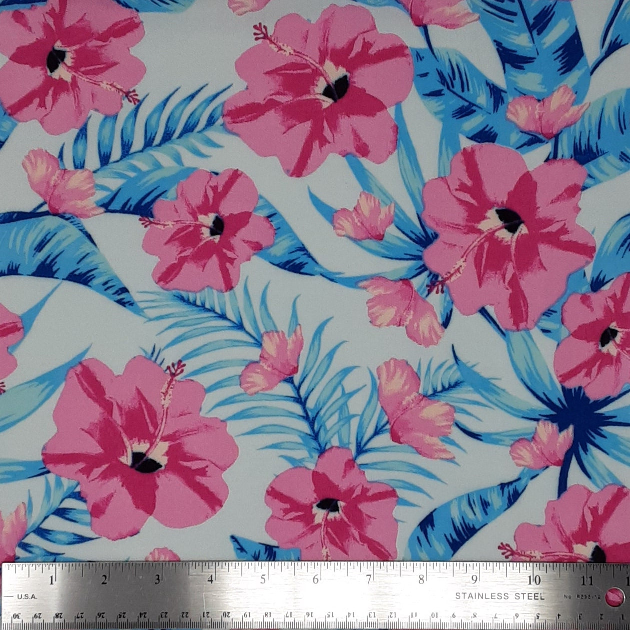 Multi Floral Pink/Blue Rayon Challis