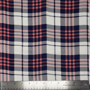 Plaid Navy/Pink/White Rayon Challis