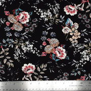 Multi Floral Black/Grey/Rose Rayon Challis