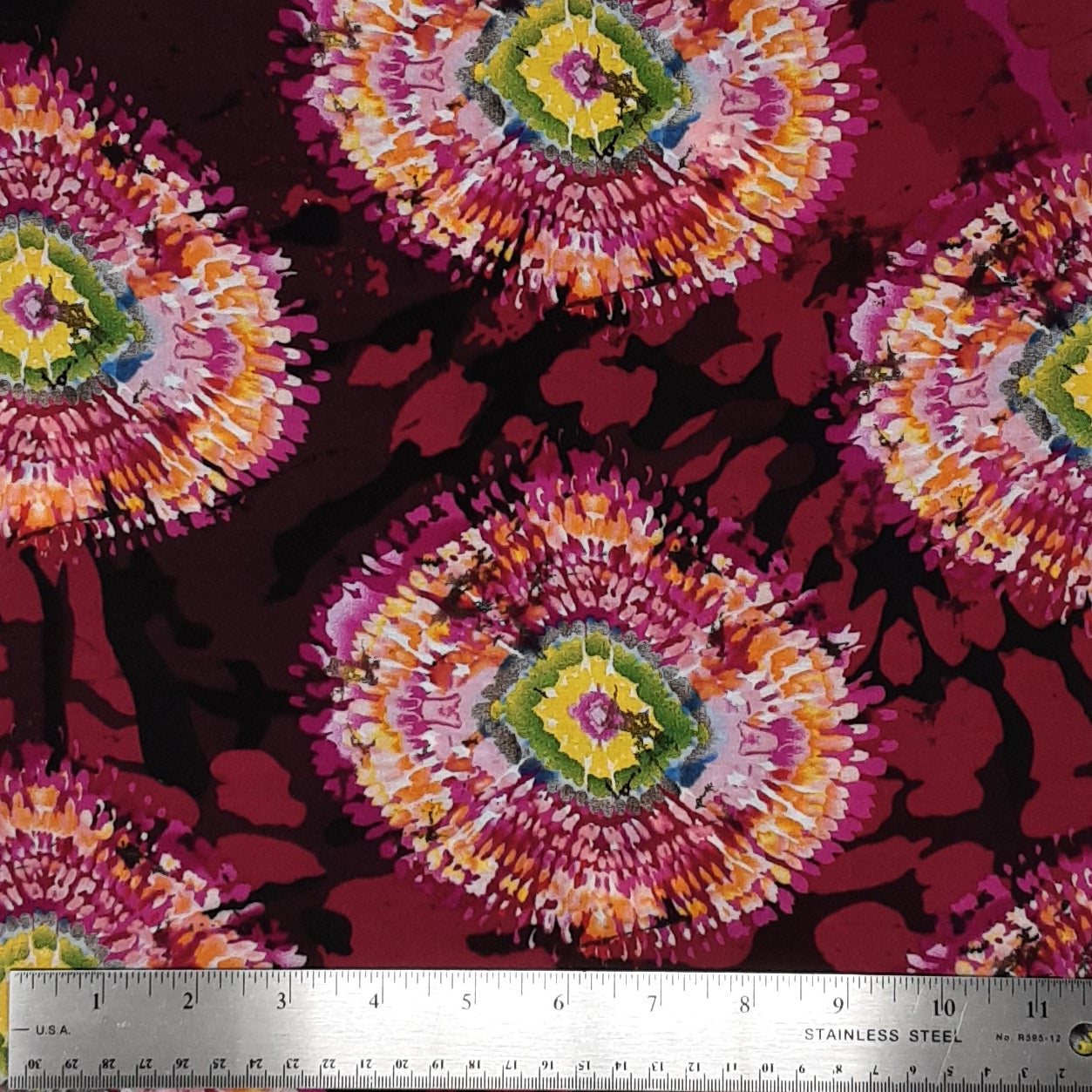 Sunny Tie Dye Fuchsia/Rose/Yellow Rayon Challis
