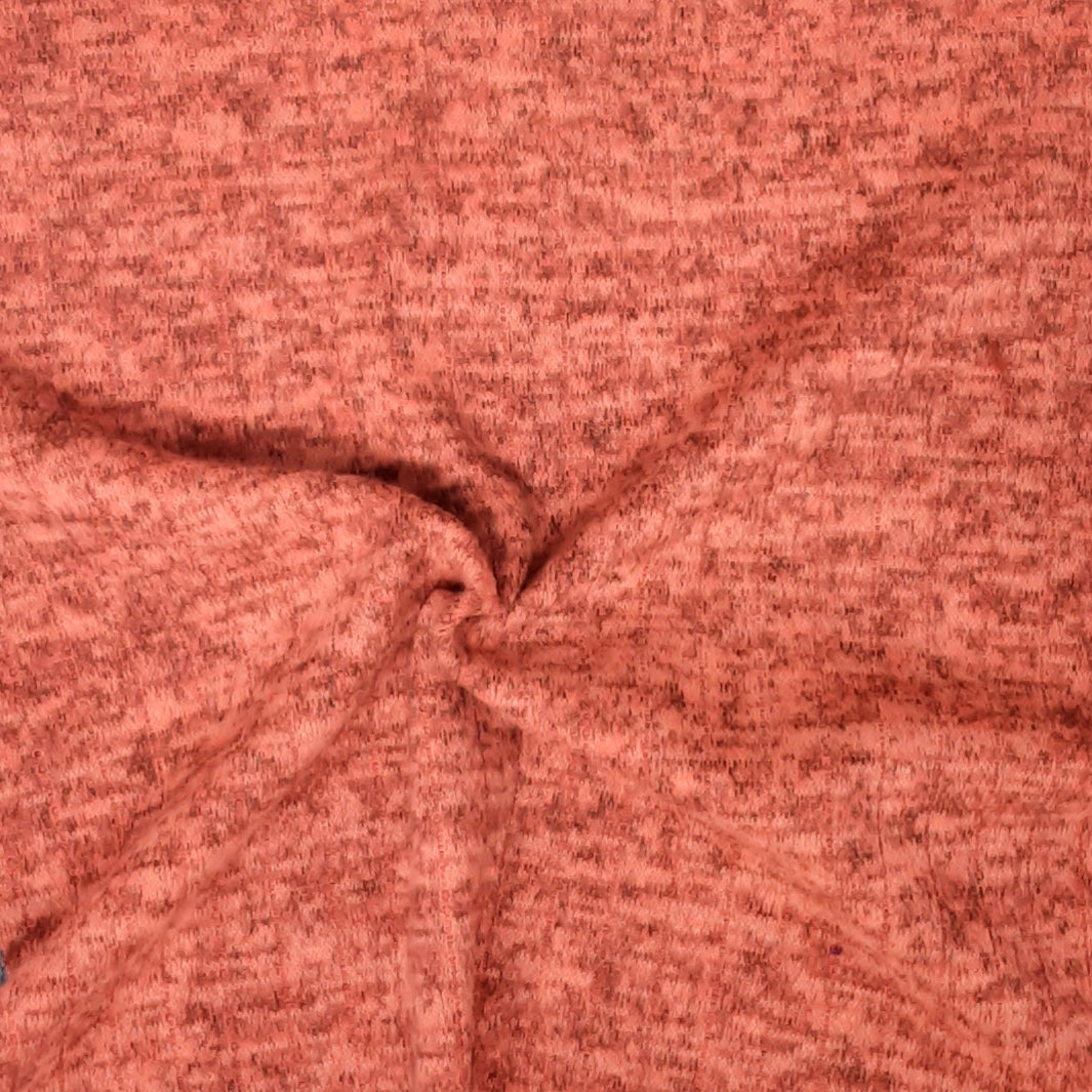 Hot Coral Sweater Knit T/R Brushed 8X4 Fabric